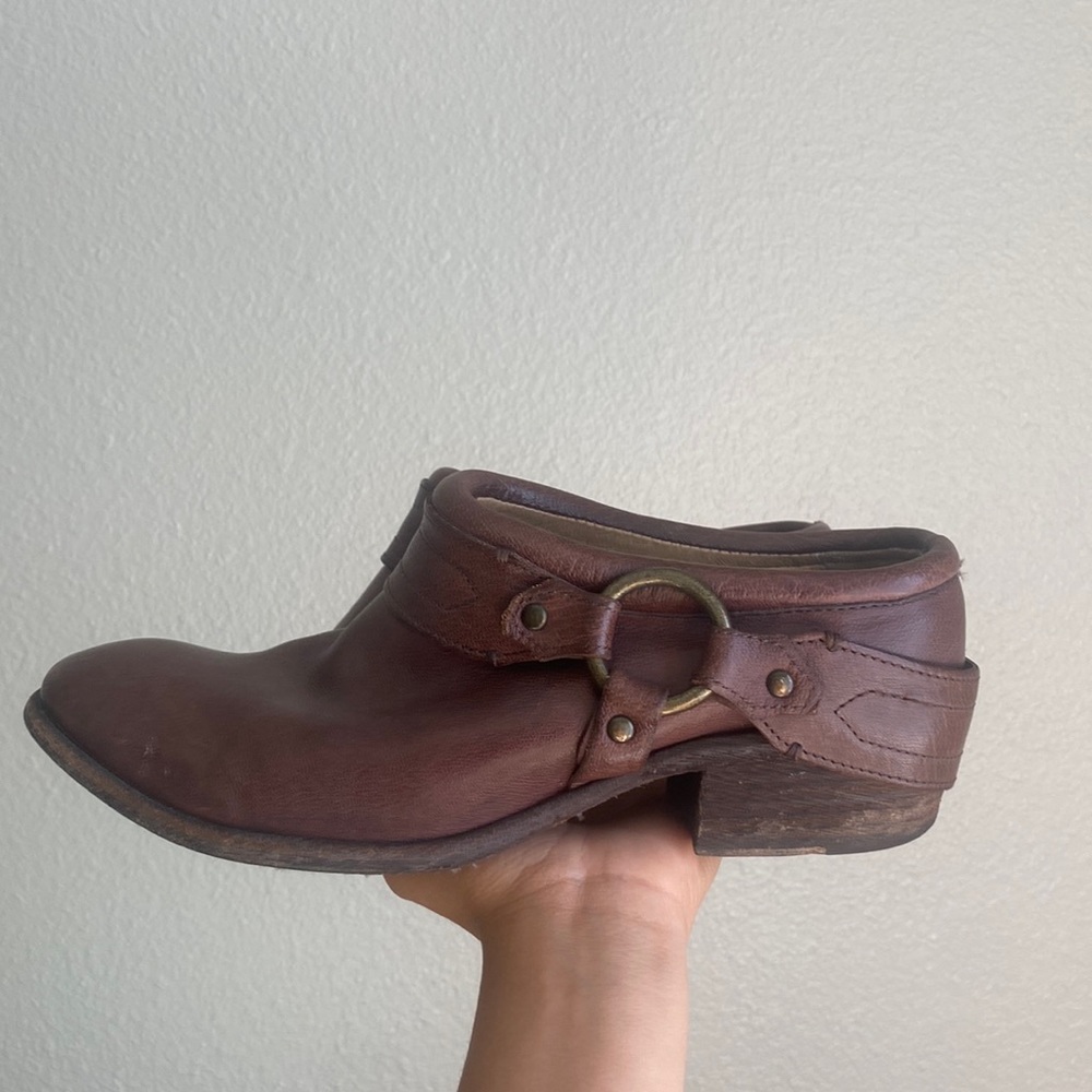 Frye harness leather mules
